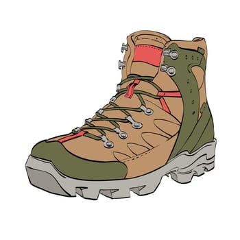 Womens Hiking shoes, color vector illustration isolated