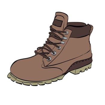 Boots for men Hiking on a white isolated background, color vector illustration isolated