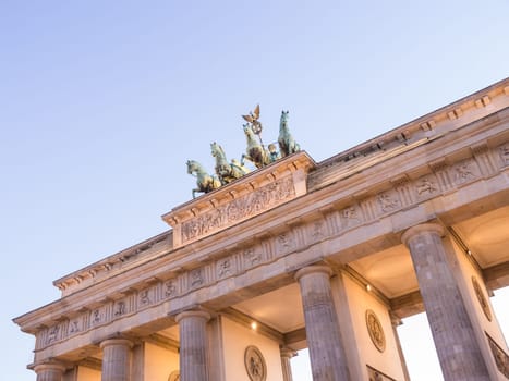 brandenburger tor in berlin with blue sky