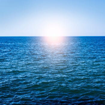 dark blue ocean and sunlight