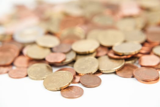 euro coins on white table