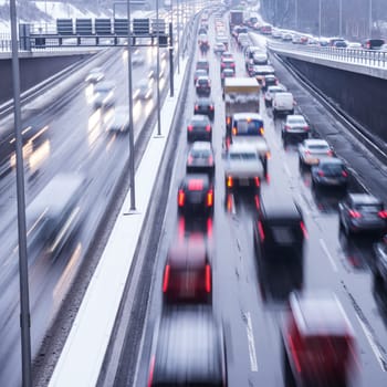 aquaplaning on highway in winter