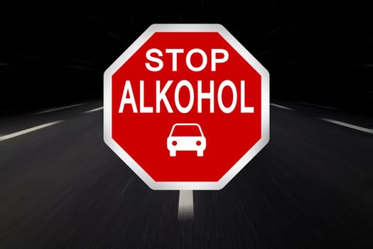 stop alcohol traffic sign