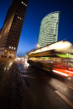 bus at potsdamer platz in berlin