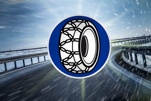 snow tire sign on highway