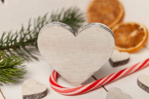 christmas decoration with heart, candy cane etc.