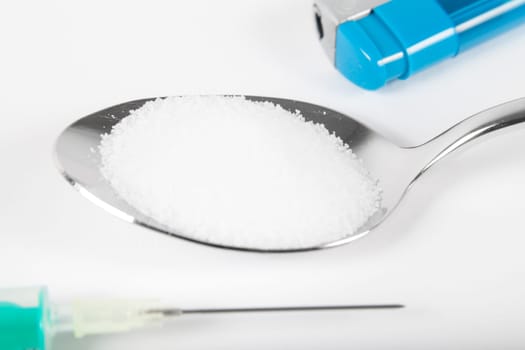 sugar addiction metaphor on white