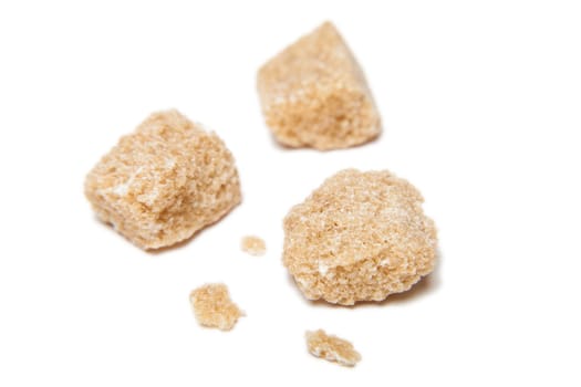 cubes of sugar on white background