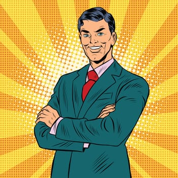 successful retro businessman, pop art retro vector illustration