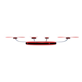 The 3d rendering of colorful drone with 4 camera around it