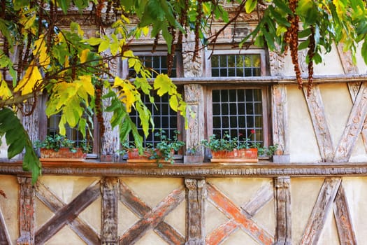 Facade of fachwerk house, Saint-Brieuc, Brittany, France