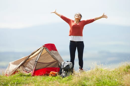 Teenage Girl On Camping Trip In Countryside