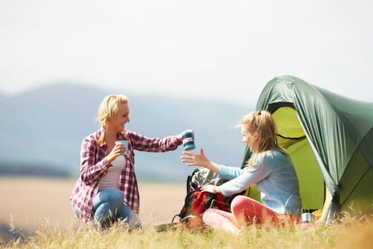 Two Teenage Girls On Camping Trip In Countryside