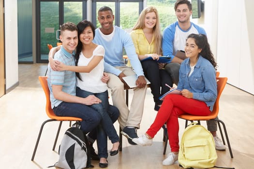 Multi-Ethnic Group Of Students In Classroom
