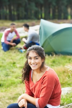 Young People On Camping Trip In Countryside