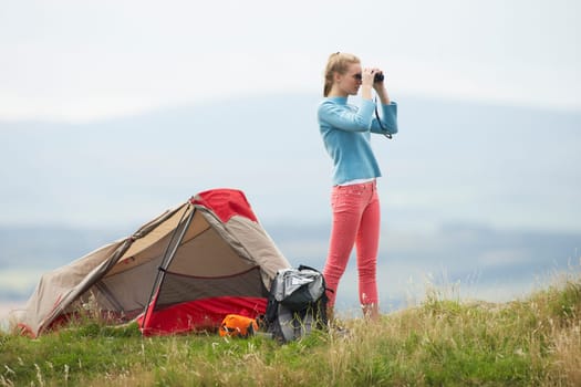 Teenage Girl On Camping Trip In Countryside