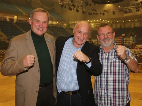 Olympic champion in handball 1980 Günter Dreibrodt,Ingolf Wiegert and Ernst Gerlach ( all GDR - SC Magdeburg) Guests of honour at the SES Boxing Gala on 12.11.16 GETEC Arena Magdeburg