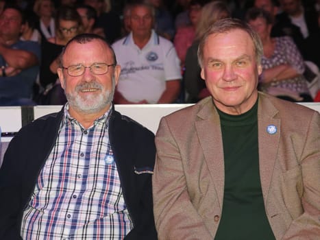 Olympic champion in handball 1980 Ernst Gerlach and Günter Dreibrodt (both GDR - SC Magdeburg) Guests of honour at the SES Boxing Gala on 12.11.2016 in the GETEC Arena Magdeburg