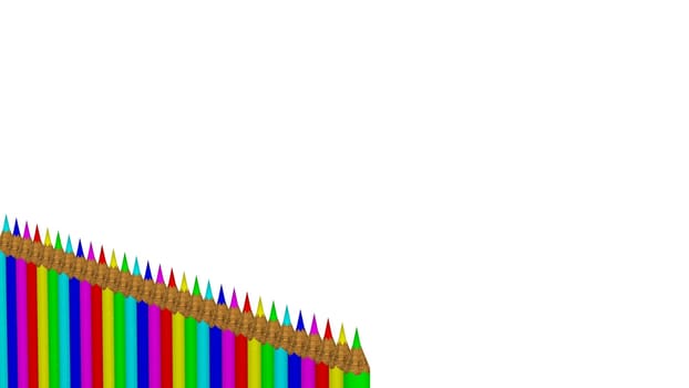 The 3d rendering of colorful pens with nice background color