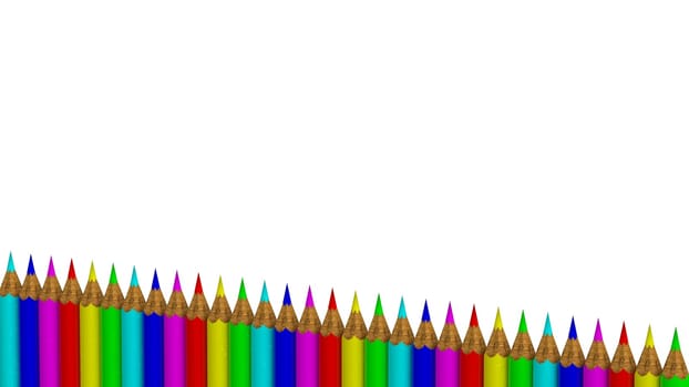 The 3d rendering of colorful pens with nice background color