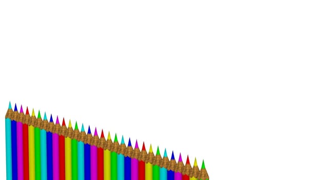 The 3d rendering of colorful pens with nice background color
