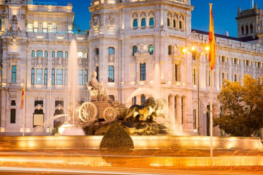 Plaza de la Cibeles (Cybele's Square) - Central Post Office (Palacio de Comunicaciones), Madrid, Spain.