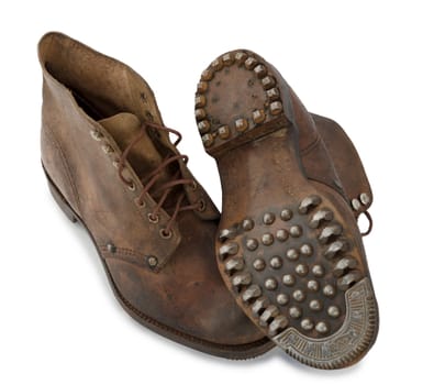 old military shoes isolated on the white background