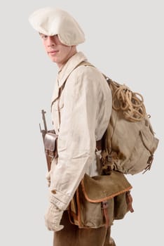 french mountain soldier with a uniform 1940s