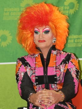 Travesty artist Olivia Jones during a reading from her book -No fear in Andersrum- in Magdeburg in the state cafeteria of Saxony-Anhalt at the Bündnis 90 parliamentary group -The Greens