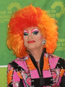 Travesty artist Olivia Jones during a reading from her book -No fear in Andersrum- in Magdeburg in the state cafeteria of Saxony-Anhalt at the Bündnis 90 parliamentary group -The Greens
