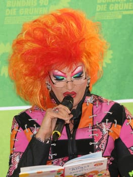 Travesty artist Olivia Jones during a reading from her book -No fear in Andersrum- in Magdeburg in the state cafeteria of Saxony-Anhalt at the Bündnis 90 parliamentary group -The Greens