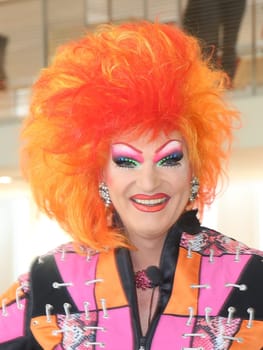 Travesty artist Olivia Jones during a reading from her book -No fear in Andersrum- in Magdeburg in the state cafeteria of Saxony-Anhalt at the Bündnis 90 parliamentary group -The Greens