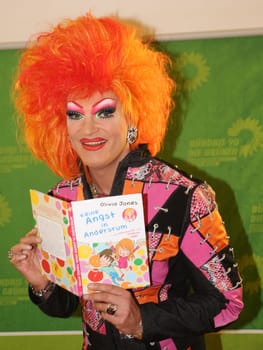 Travesty artist Olivia Jones during a reading from her book -No fear in Andersrum- in Magdeburg in the state cafeteria of Saxony-Anhalt at the Bündnis 90 parliamentary group -The Greens