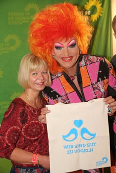 Travesty artist Olivia Jones at a reading from her book-Keine Angst in Andersrum-in Magdeburg with Cornelia Lüddemann Parliamentary Group Chairwoman Bündnis 90 - Die Grünen Landtag von Sachsen-Anhalt