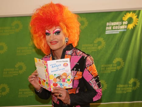Travesty artist Olivia Jones during a reading from her book -No fear in Andersrum- in Magdeburg in the state cafeteria of Saxony-Anhalt at the Bündnis 90 parliamentary group -The Greens