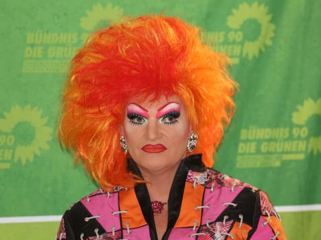 Travesty artist Olivia Jones during a reading from her book -No fear in Andersrum- in Magdeburg in the state cafeteria of Saxony-Anhalt at the Bündnis 90 parliamentary group -The Greens