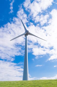 large wind turbine against a typical dutch sky