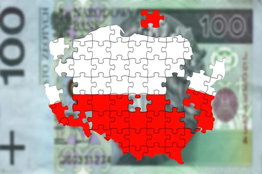 poland falling apart on polish pln 100 banknote