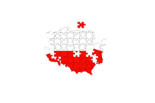 poland falling apart puzzle on white background