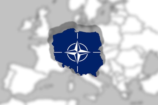poland country on nato flag and europe background