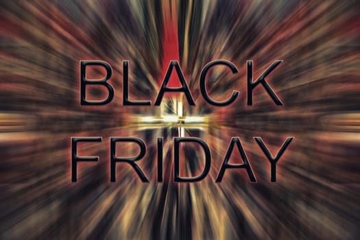 black friday on motion blur shopping background