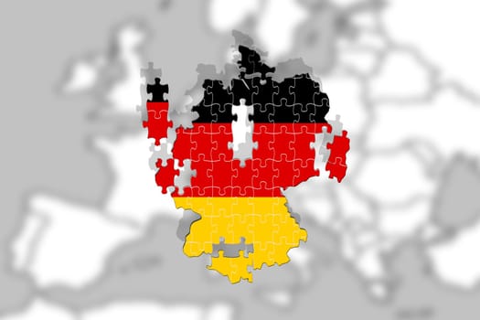 germany disintegrate in europe,puzzle with national flag