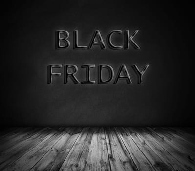 black wall and wooden floor interior background