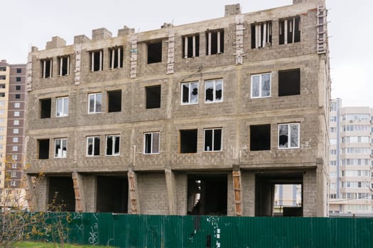 Anapa, Russia - November 16, 2016: Unfinished construction of a small multi-storey residential building