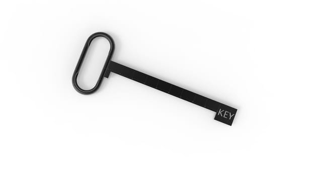 3d rendering old key isolated on white background