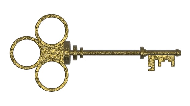 3d rendering old key isolated on white background