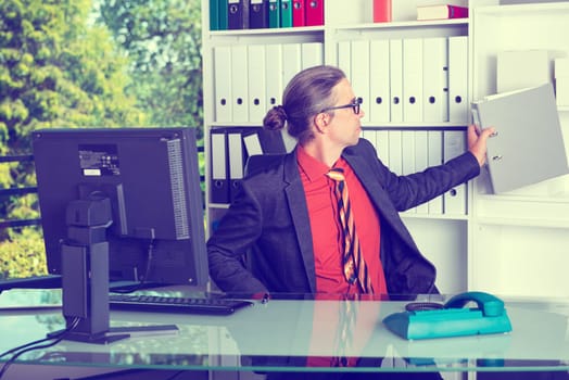 young business man at his desk working
