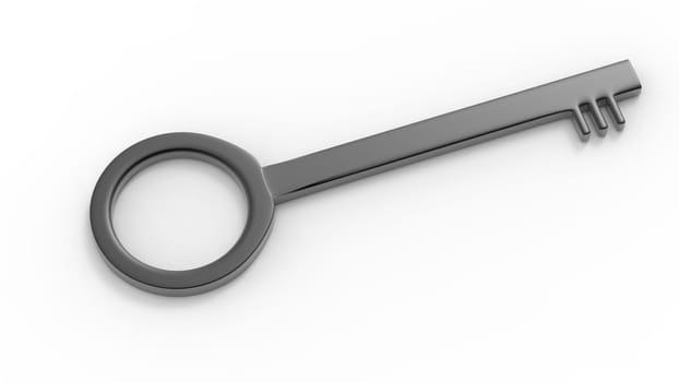 3d rendering old key isolated on white background