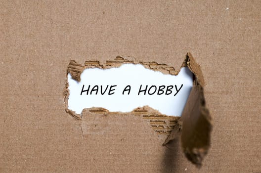 The word have a hobby appearing behind torn paper