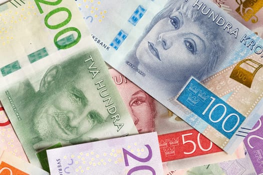 Swedish Currency (Notes) Close Up.